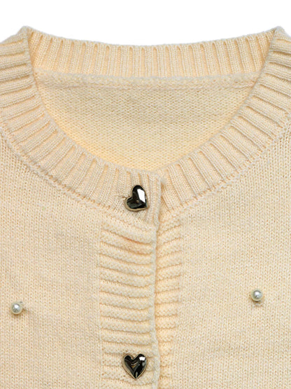 Pearl Embellished Button-Up Cardigan