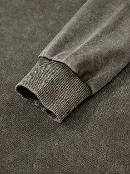 Lace Patchwork Detail Notched Mineral Wash Sweatshirt