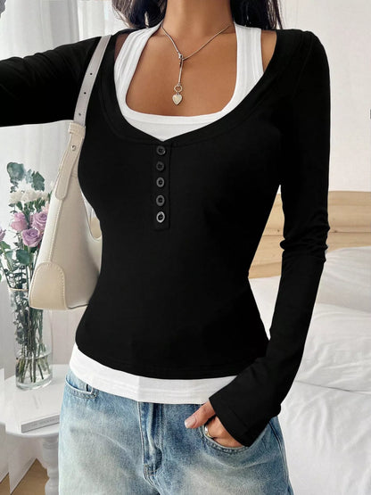 Scoop Neck Long Sleeve T-Shirt