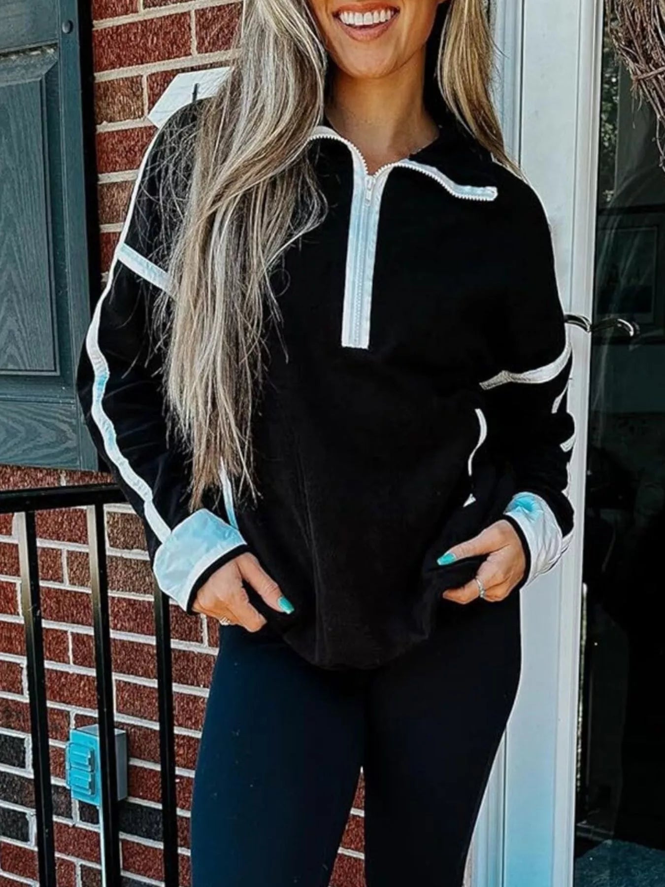 Half Zip Dropped Shoulder Sweatshirt