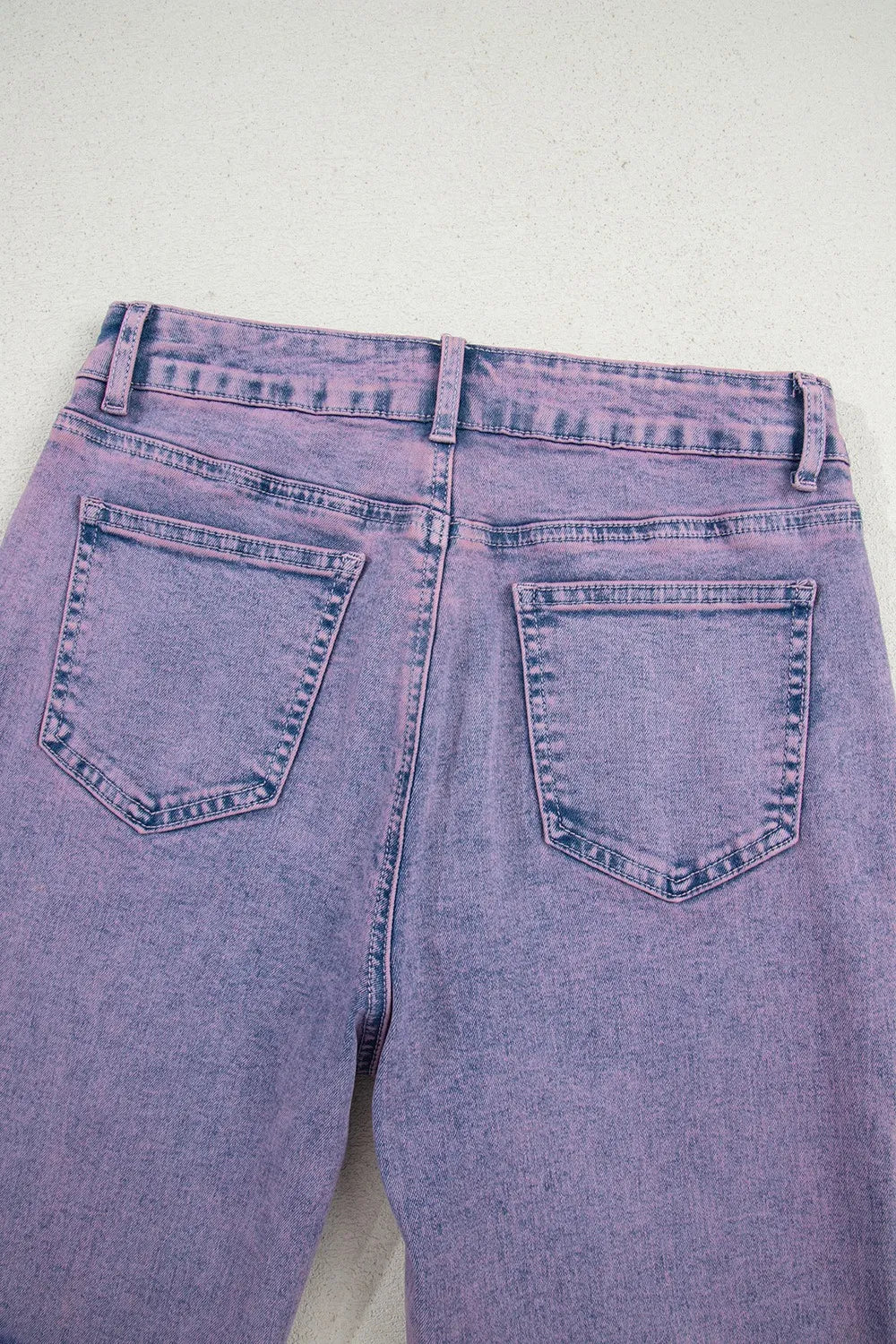 Washed Raw Hem Cropped Jeans