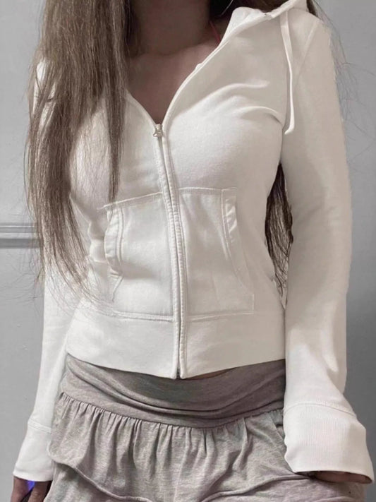 Zip-Up Long Sleeve Hooded Outerwear