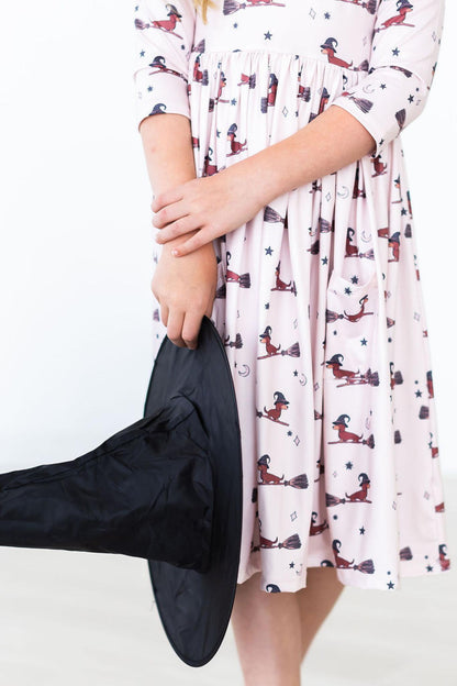 Happy Howl-oween 3/4 Sleeve Pocket Twirl Dress