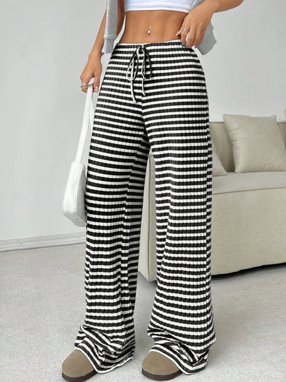 Striped Wide Leg Drawstring Pants