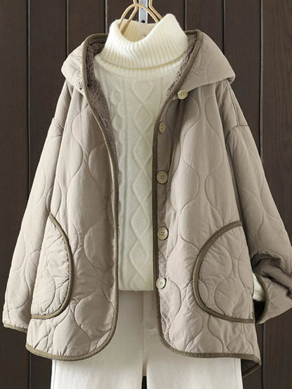 Quilted Hooded Sherpa Lined Outerwear Taupe