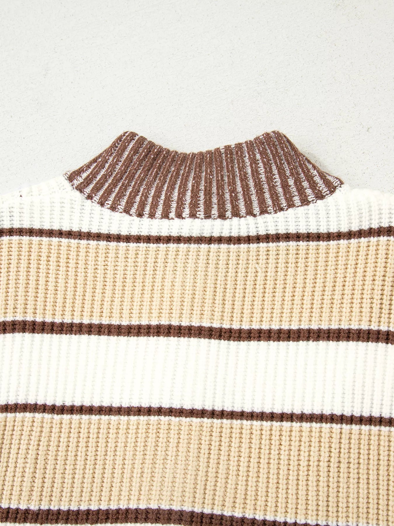 Stripe Half Zip Drop Shoulder Sweater