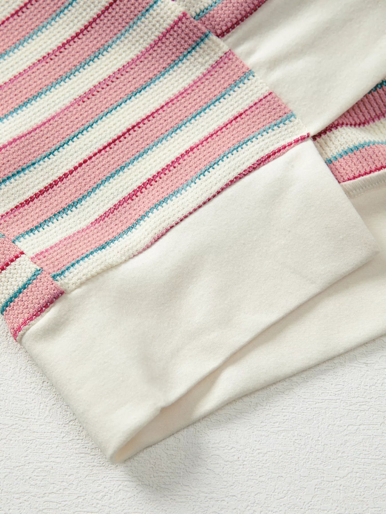 Stripe Stitched Detail Color Block Patchwork Oversized Top