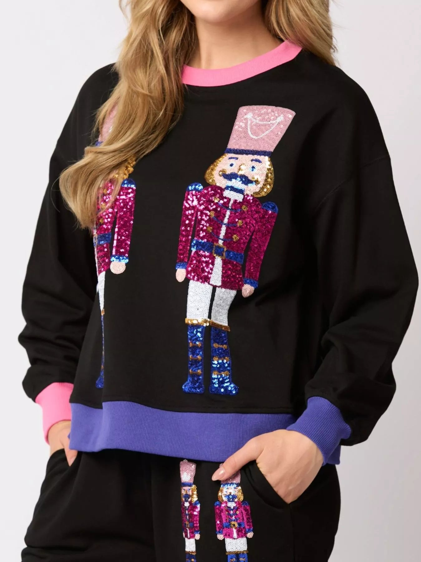 Nutcracker Contrast Trim Sweatshirt and Pants Set