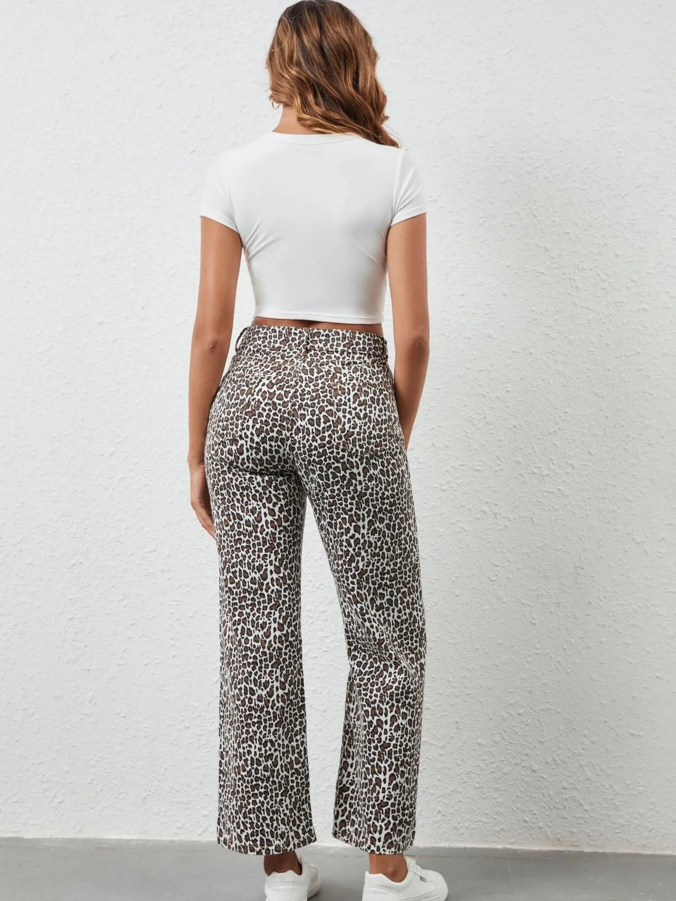 Leopard Print Wide Leg Jeans