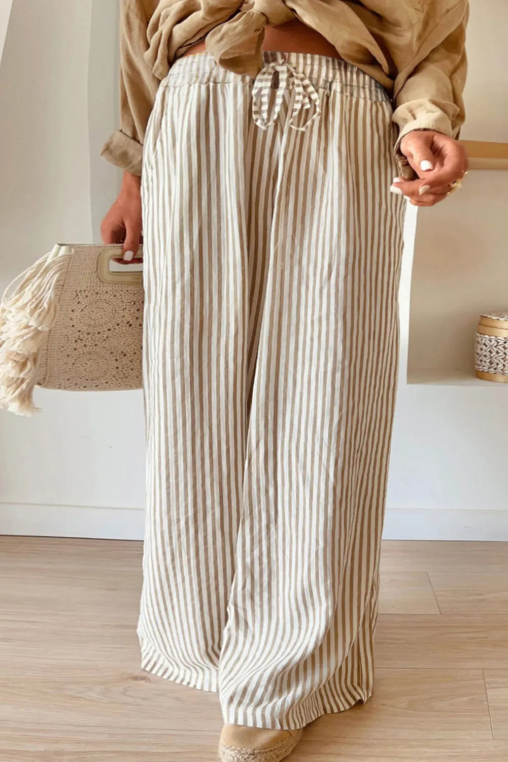 Plus Size Striped Wide Leg Pants Stripe