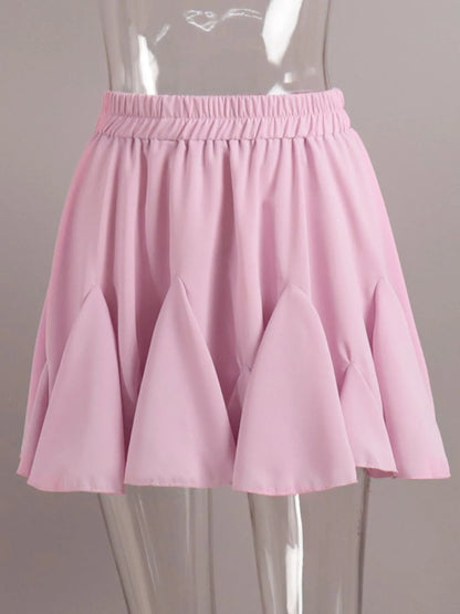 Elastic Waist Ruffled Hem Skirt