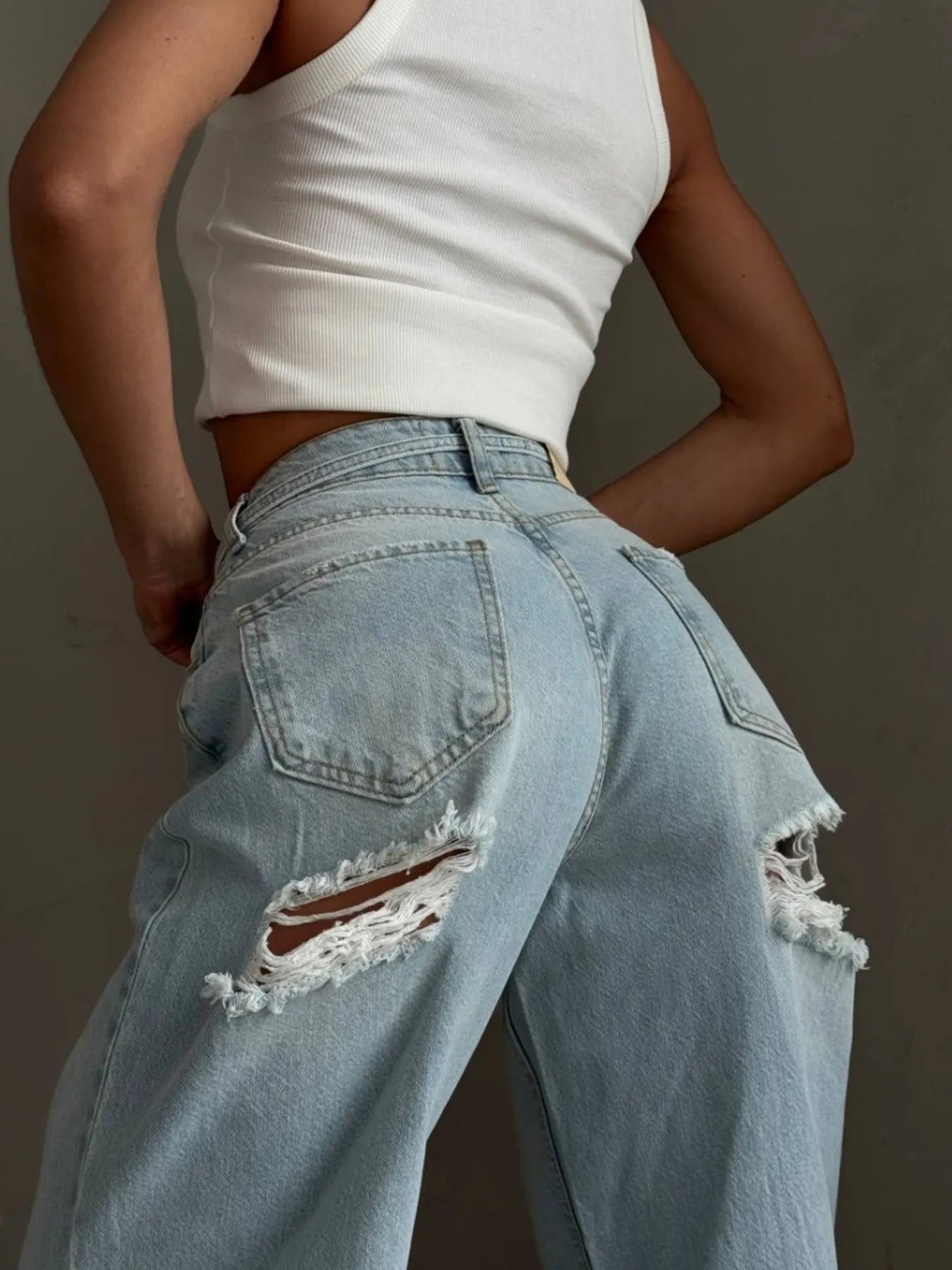 Distressed Wide Leg Jeans