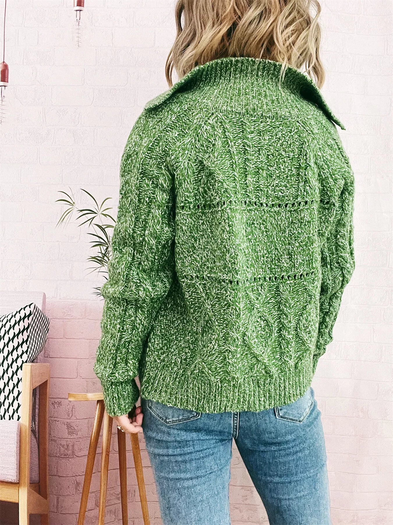 Openwork Cable Knit Button-Up Cardigan