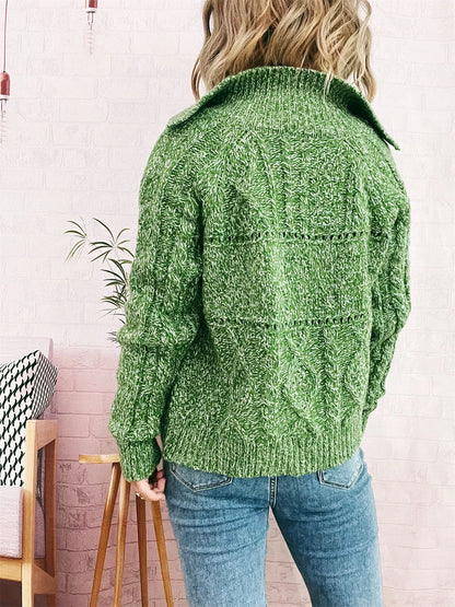 Openwork Cable Knit Button-Up Cardigan
