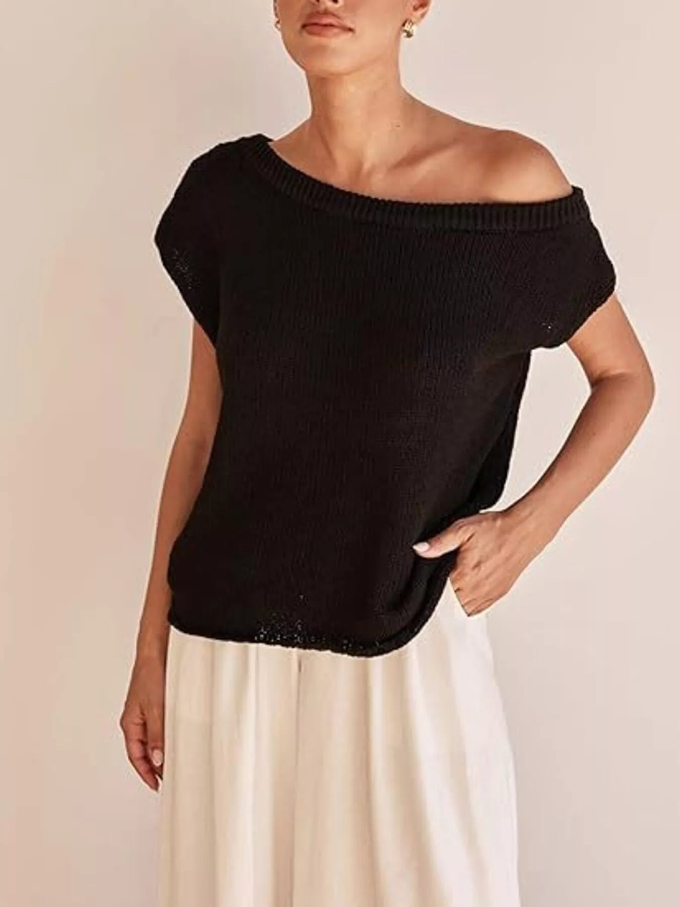 One-Shoulder Knit Sweater