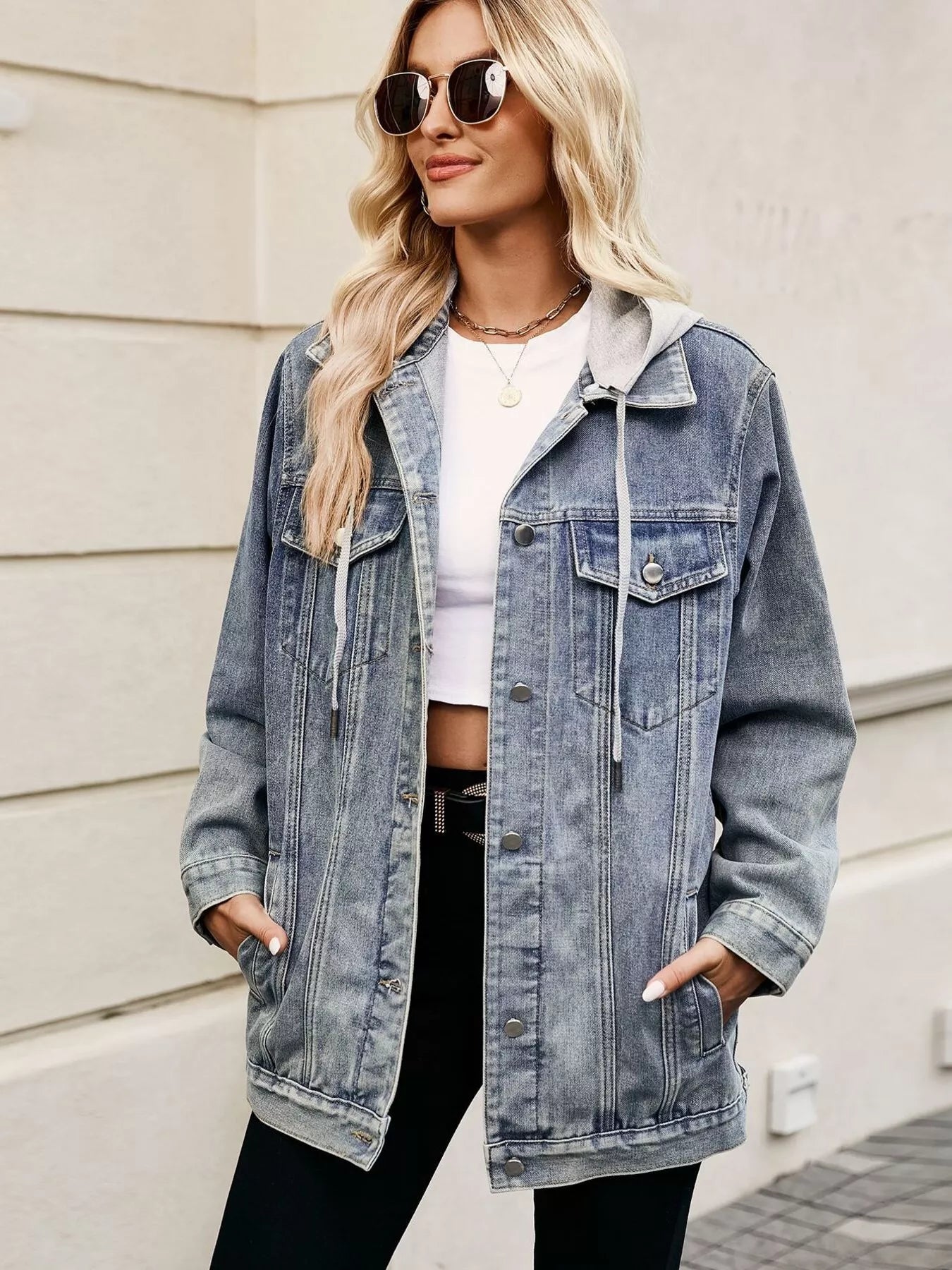 Button Up Long Sleeve Denim Jacket