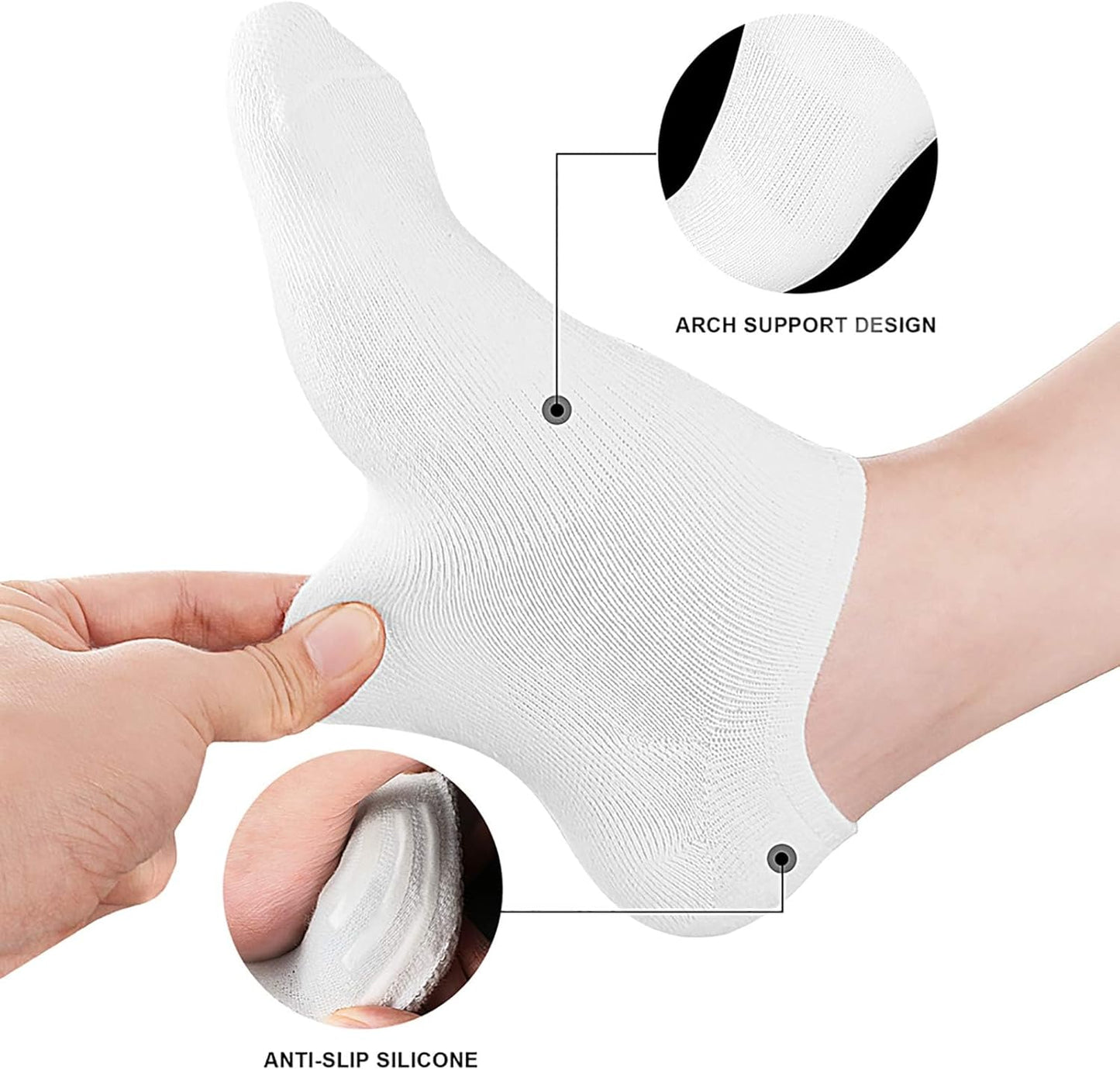 Women No Show Socks - Non Slip Low Cut Invisible Socks 4/8 Pairs