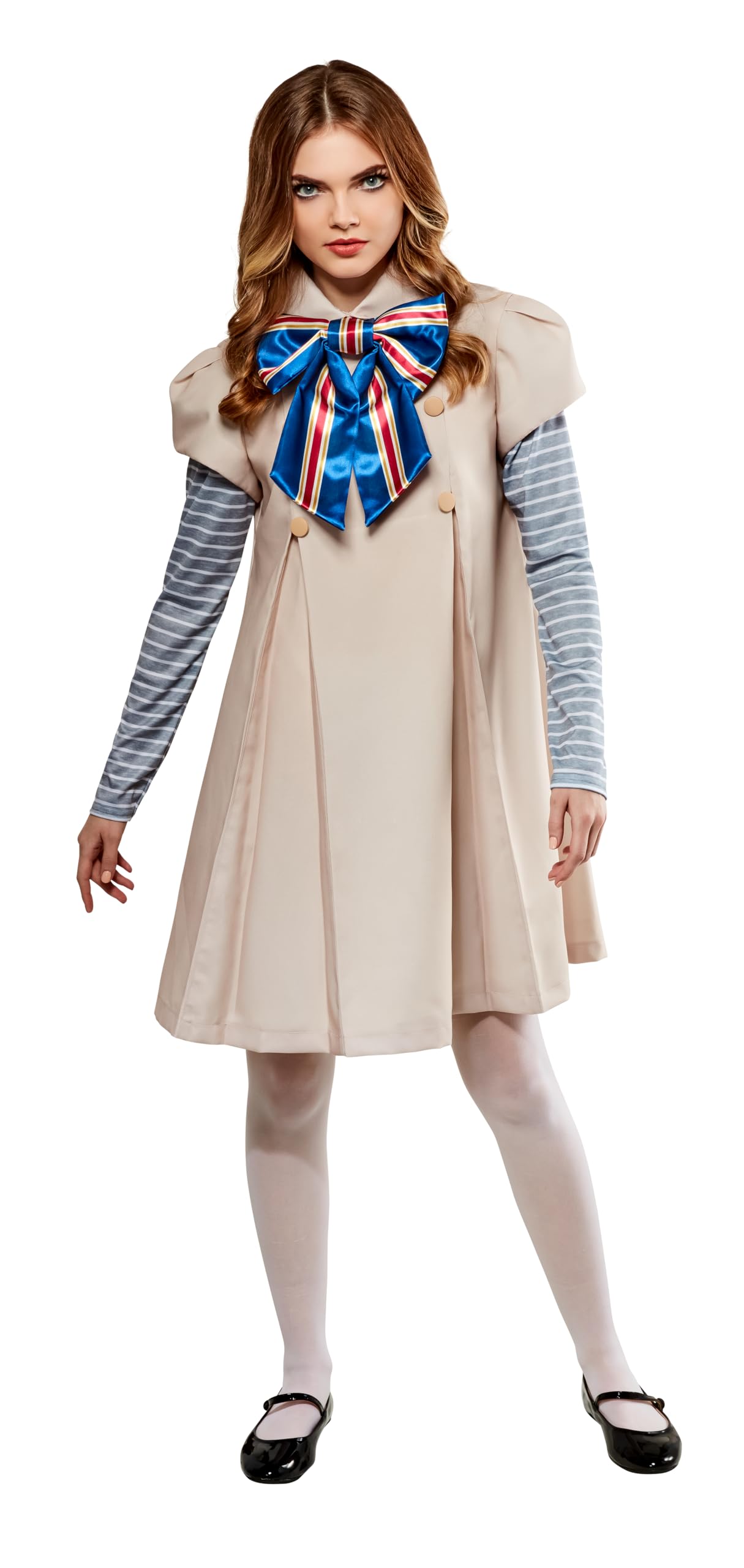 M3gan Costume Dress - Women's Official Halloween Outfit with Attached Scarf