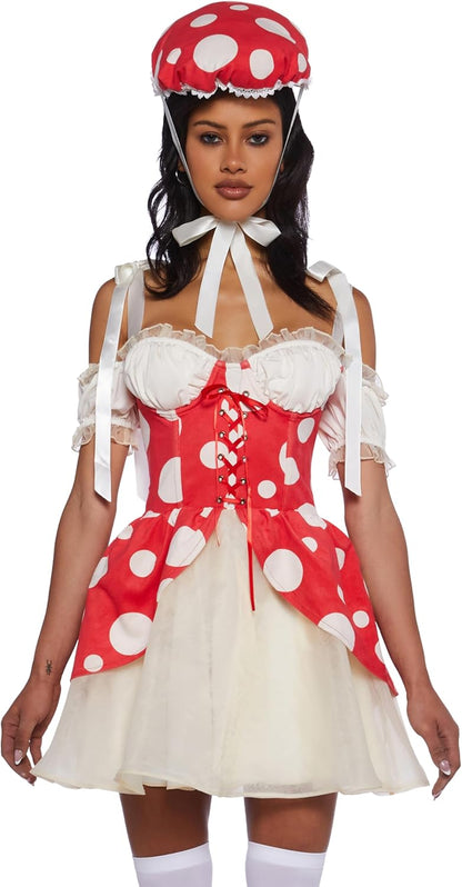 Princess Toad Costume Women Mini Dress - Mushroom Kingdom Halloween Outfit XX-Small Noktalar
