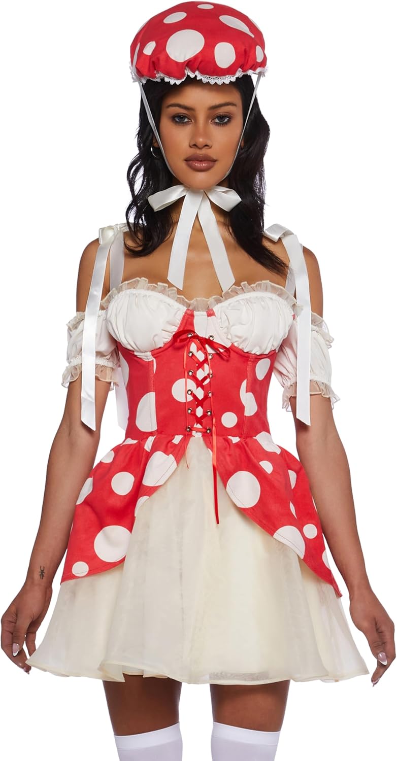 Princess Toad Costume Women Mini Dress - Mushroom Kingdom Halloween Outfit XX-Small Noktalar