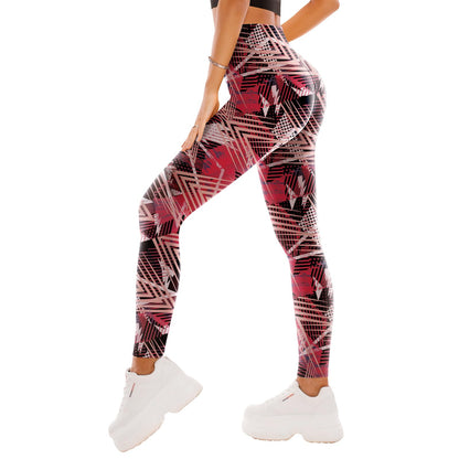 High Waisted Leggings for Women - Buttery Soft Yoga Pants with Tummy Control Full Length Geometric B