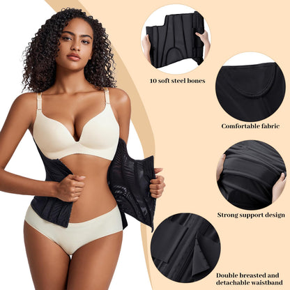 Women's Waist Trainer Body Shaper - Tummy Control Shapewear with Steel Bones