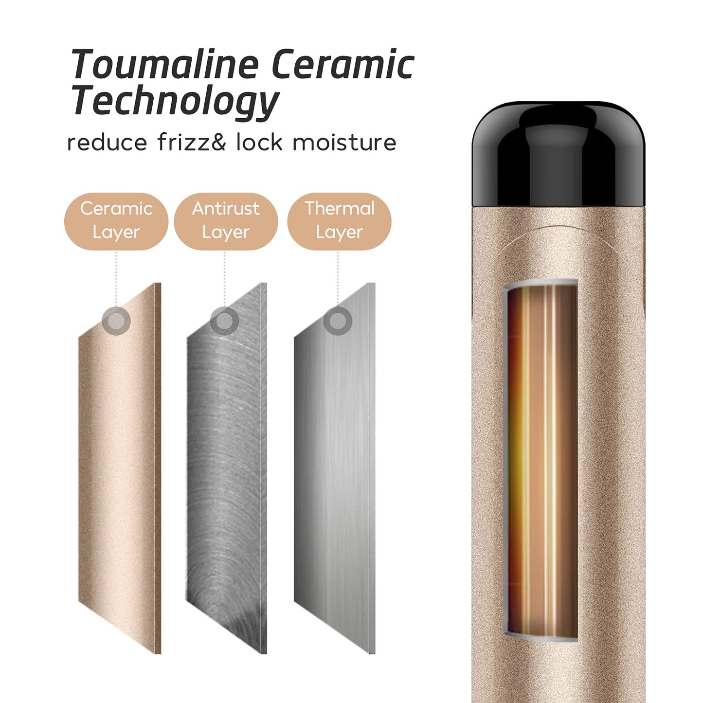 Professional Ceramic Tourmaline Curling Iron 3/4 Inch - Hair Curler with Heat Protection