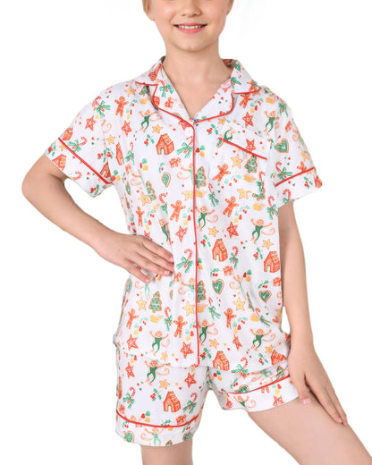 Roller Rabbit Pajamas Kids - Girls Summer 2 Piece Set - Button Down Top and Shorts