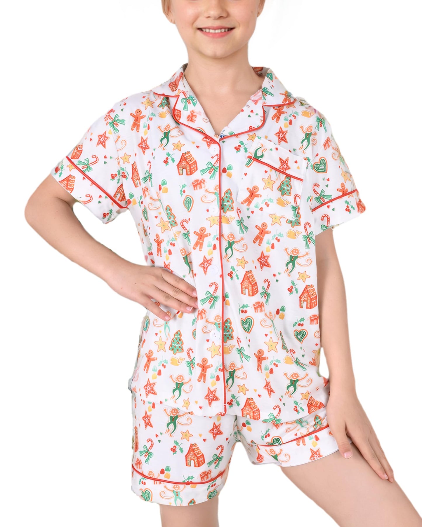Roller Rabbit Pajamas Kids - Girls Summer 2 Piece Set - Button Down Top and Shorts