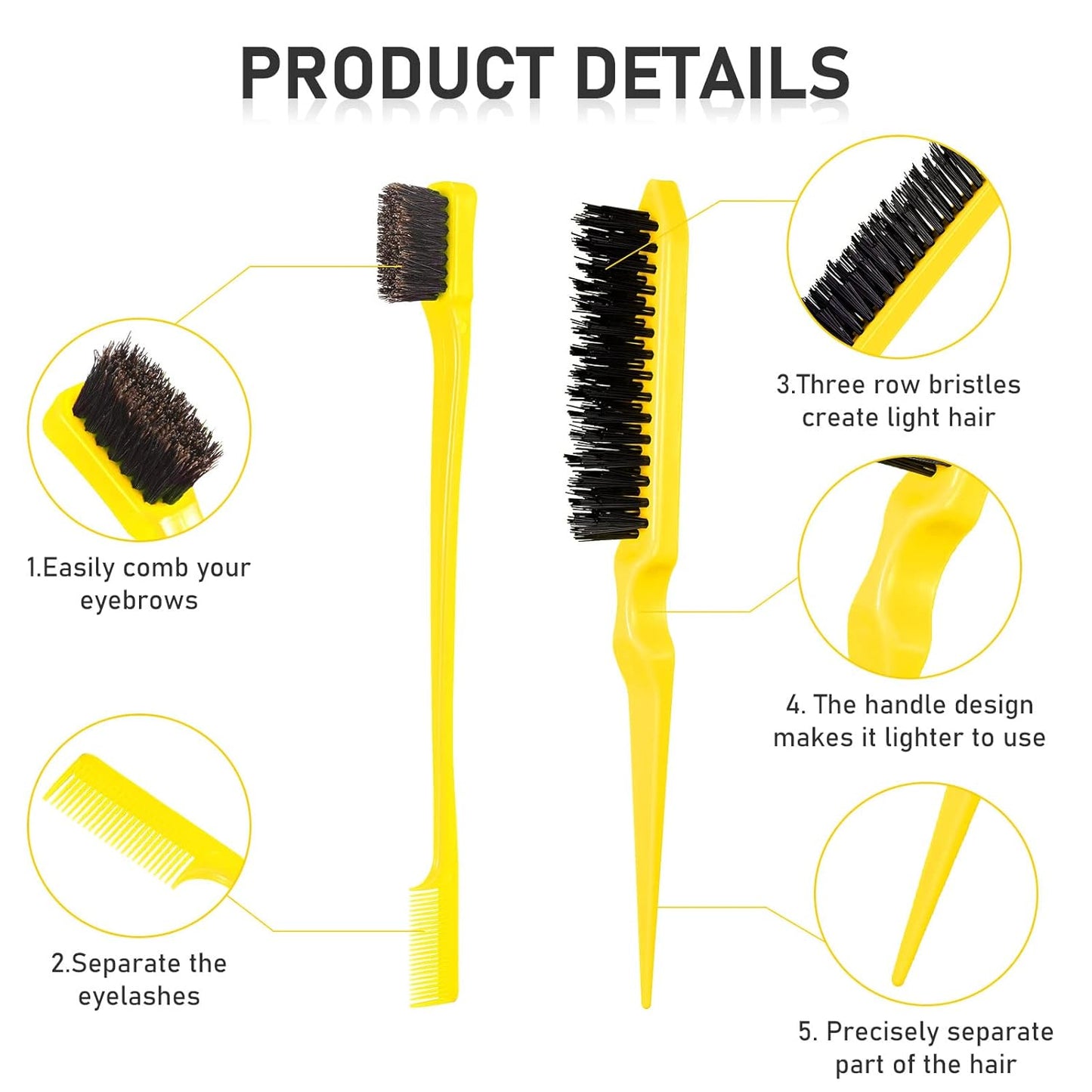 Hair Brush Set 12 Pieces Double Sided Edge Brush Teasing Combs Styling Kit