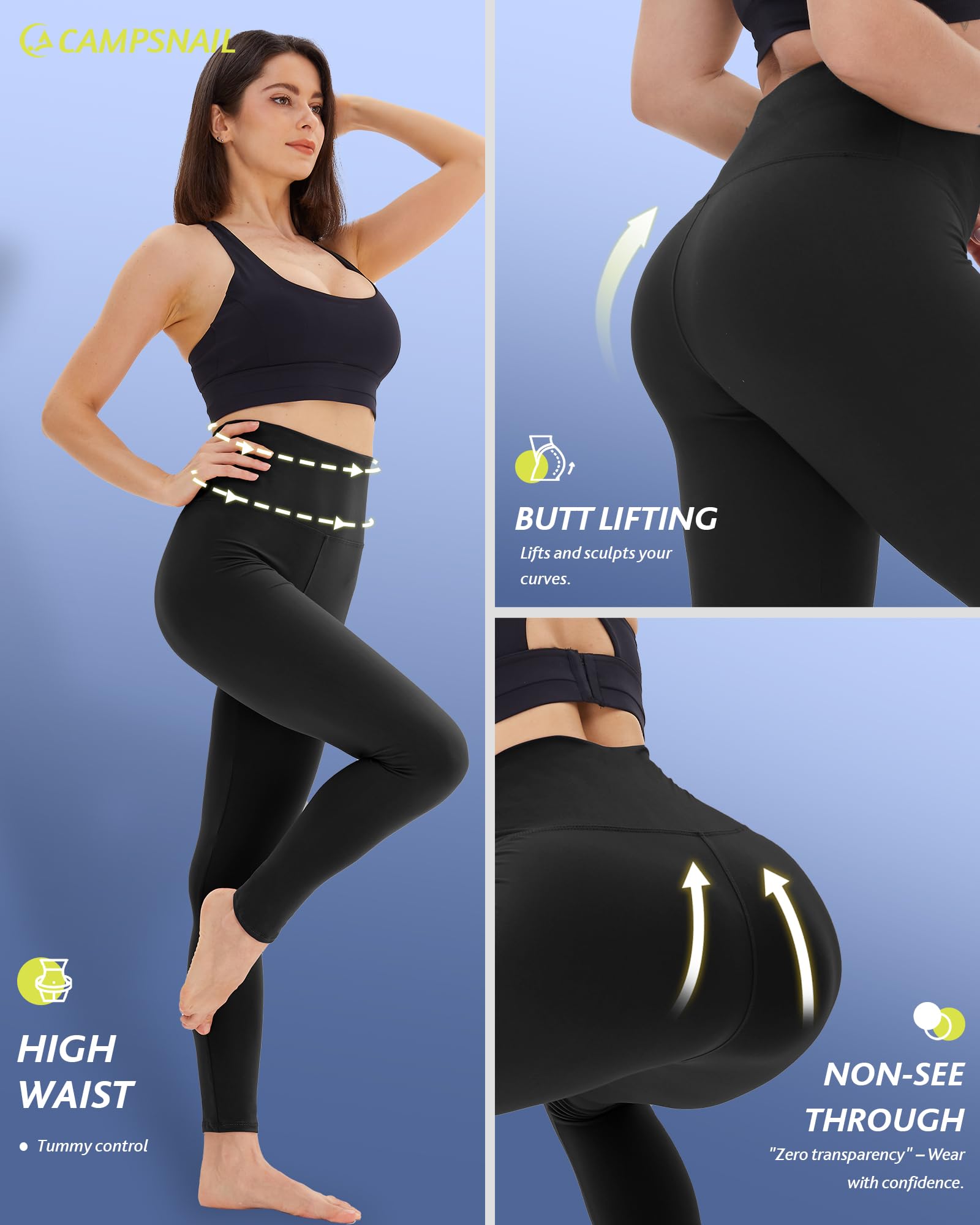 4 Pack High Waisted Leggings for Women - Tummy Control Yoga Pants Workout Set