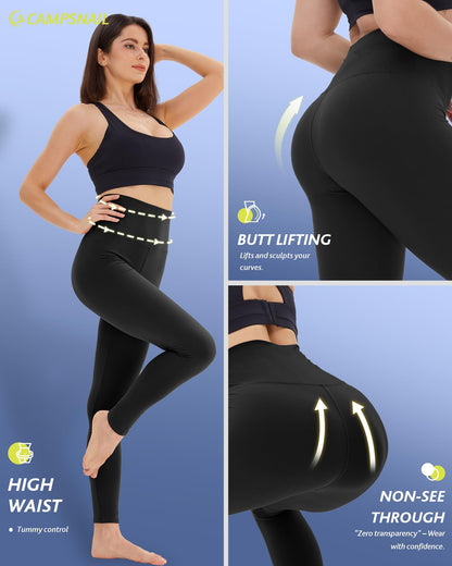 4 Pack High Waisted Leggings for Women - Tummy Control Yoga Pants Workout Set