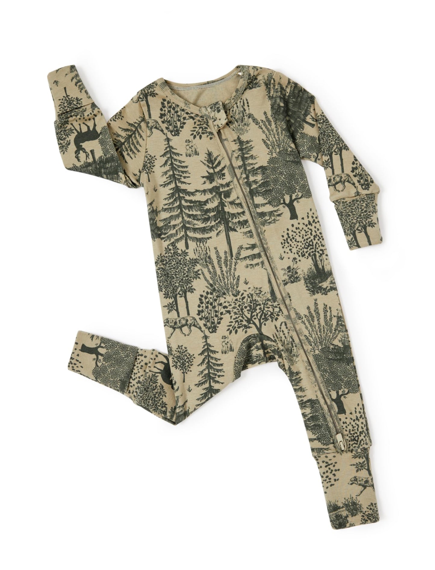PATPAT Baby Footie Pajamas - Premium Tencel Lyocell & Wool Romper with 2-Way Zipper Emerald Grove