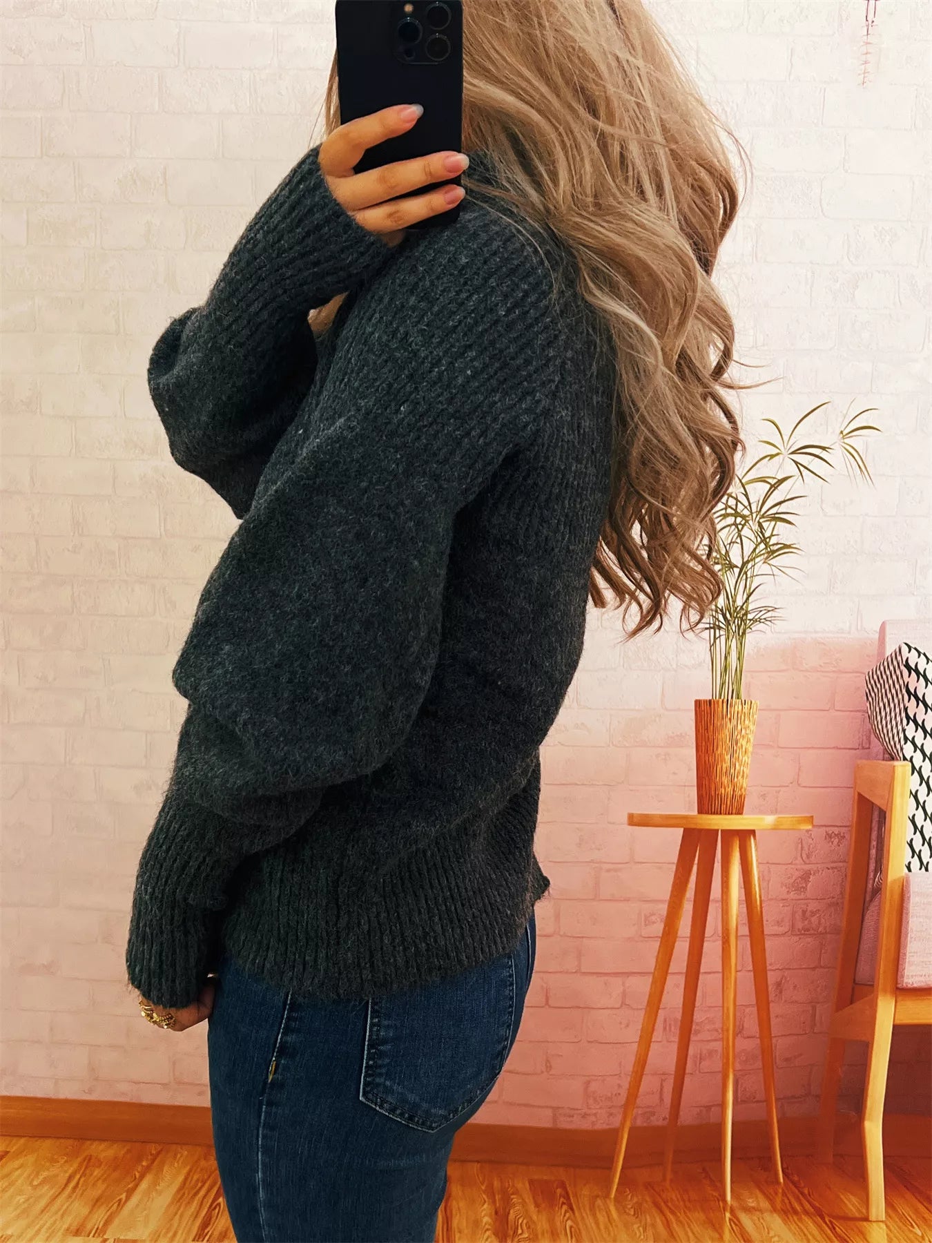 Ribbed Turtleneck Long Sleeve Sweater