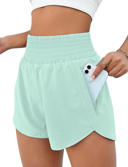 High Waisted Athletic Shorts Women Running Workout Shorts with Pockets Gym Sporty
