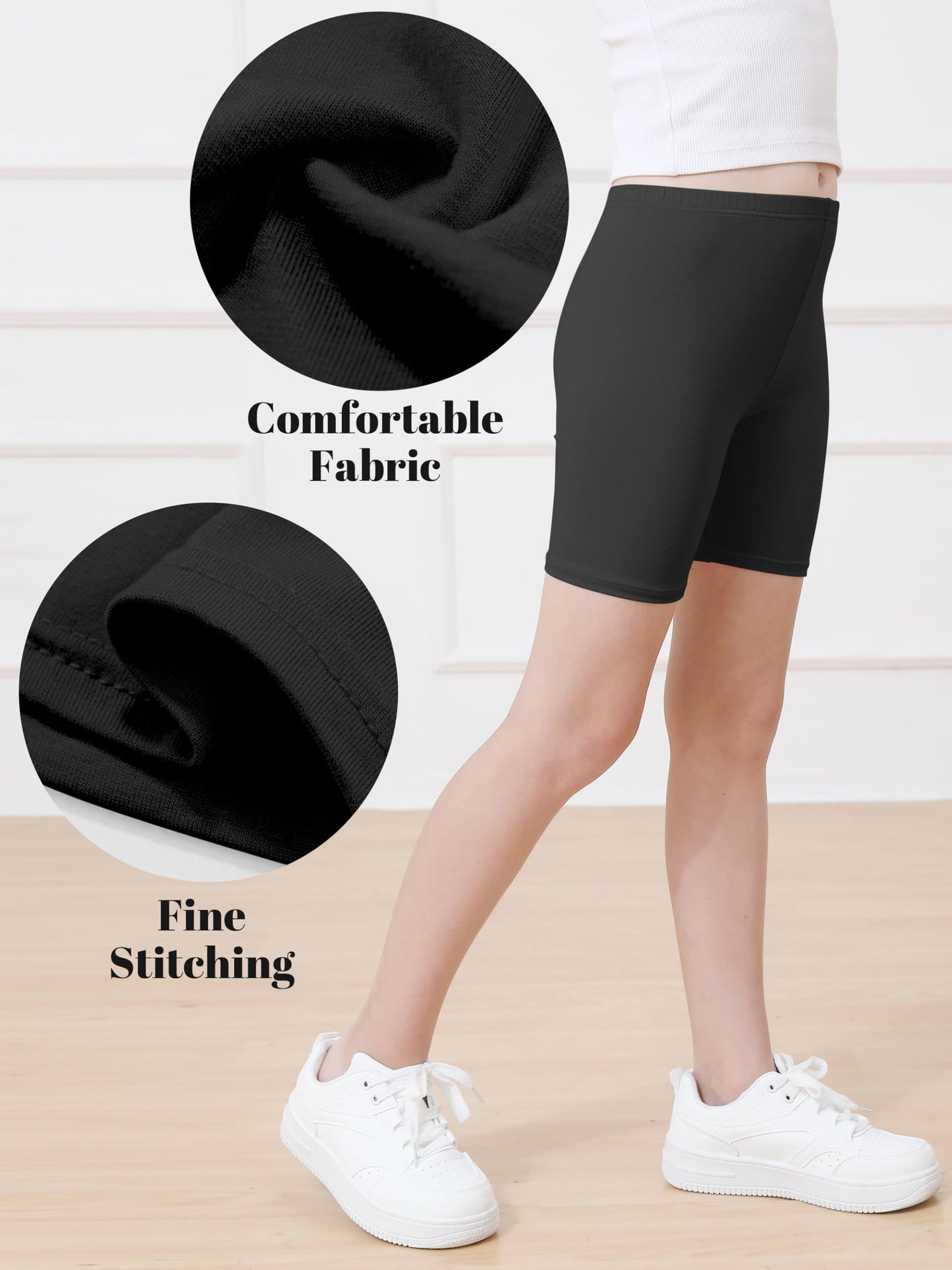 Girls Bike Shorts 6-Pack Under Dress Safety Shorts for Kids Toddlers