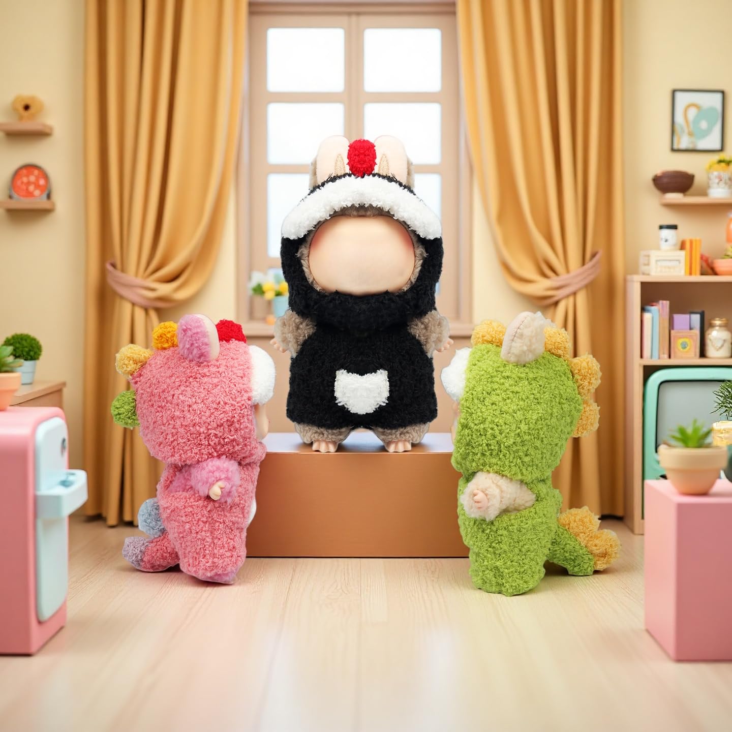 4 Piece Doll Clothes Set for 15cm-17cm Dolls - Outfit with Overalls Hat & Bag