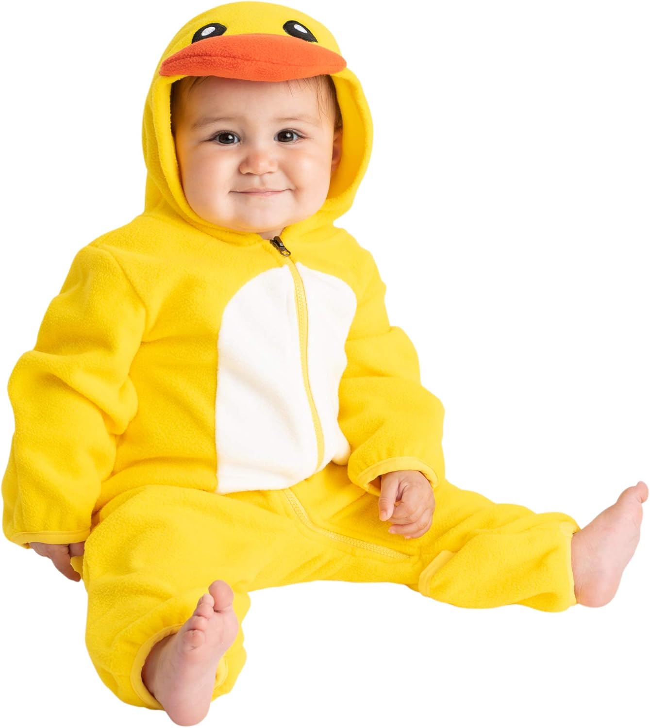 Fleece Baby Bunting with Hood - Convertible Mittens & Booties for Newborn & Infant Duck 12-18 Months