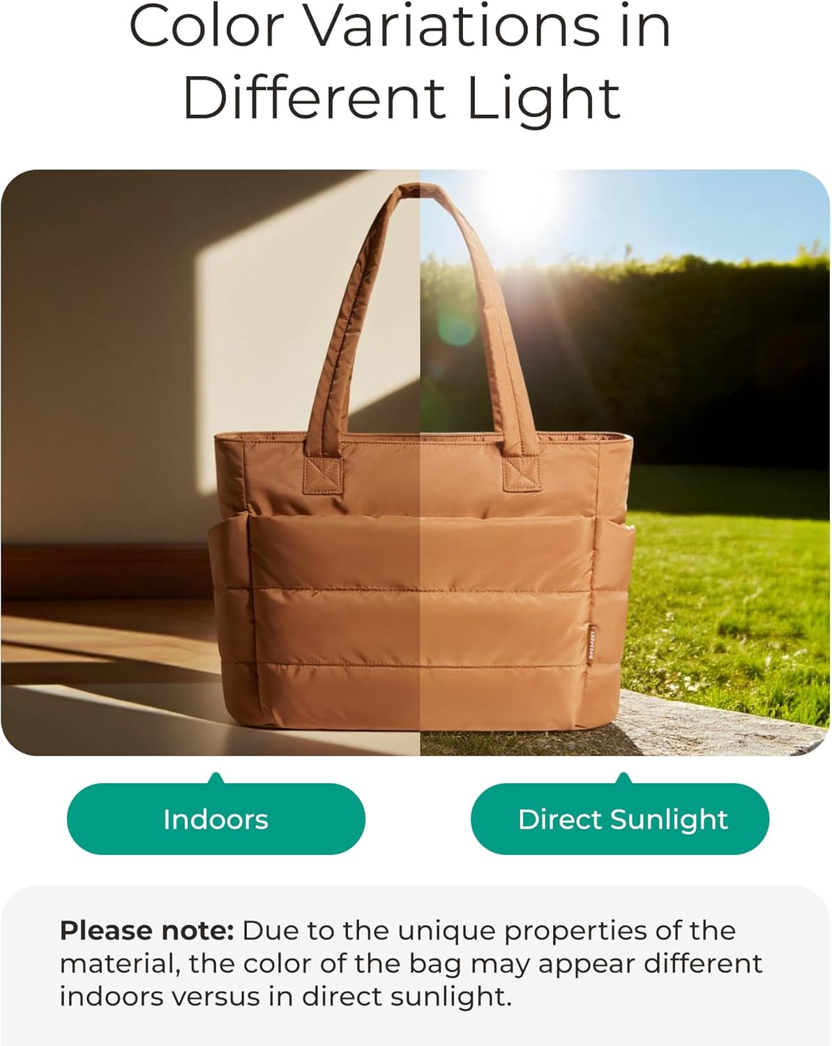 Women's Quilted Tote Bag Lightweight Puffy Shoulder Bag with Compartments