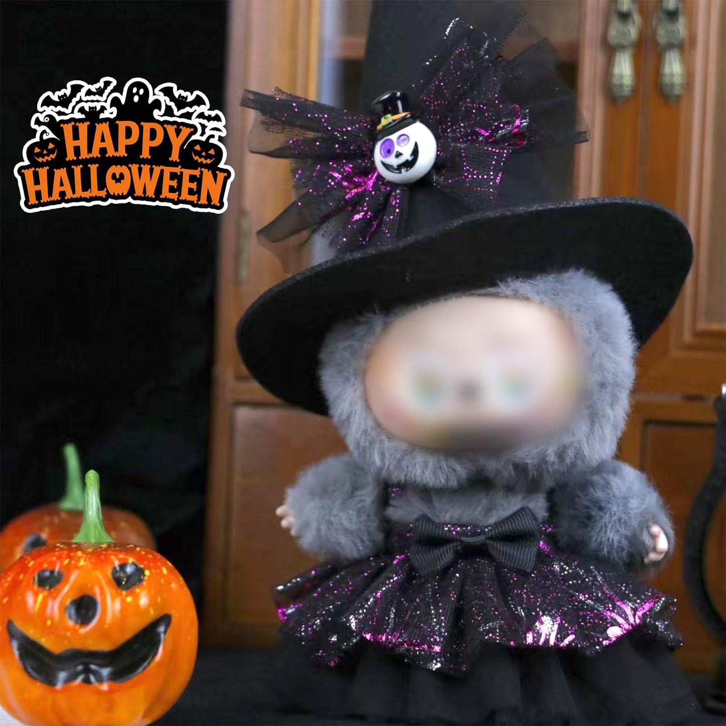 3 Piece Handmade Crochet Outfit for 17cm Dolls - Heart Sweater Hat & Bag Set