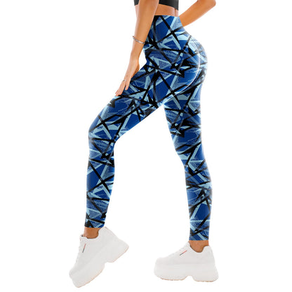 High Waisted Leggings for Women - Buttery Soft Yoga Pants with Tummy Control Full Length Geometric a