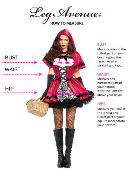 Gothic Red Riding Hood Costume - Women's Dark Fantasy Halloween Outfit