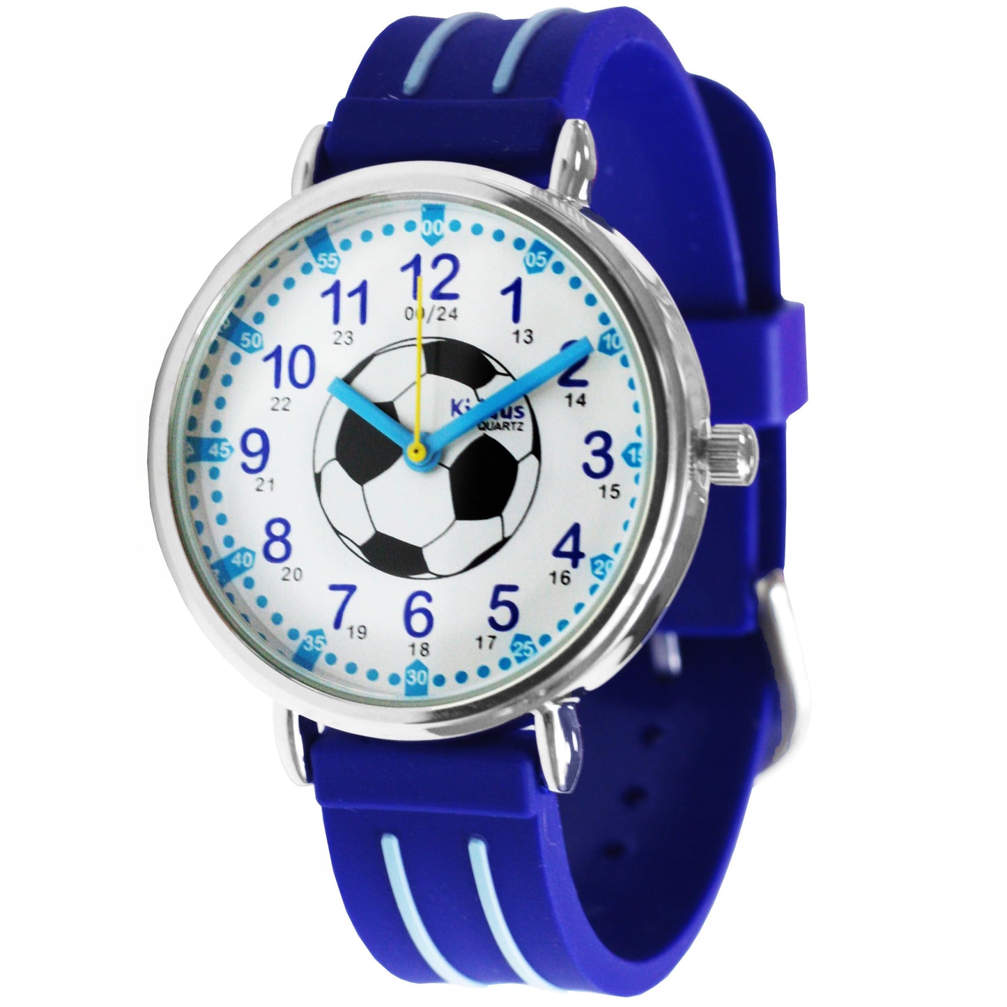 Kids Time Teacher Watch - Educational Analog Watch with Japanese Quartz Movement Ages 5-12 B. Color Handles 14 Fútbol Soccer