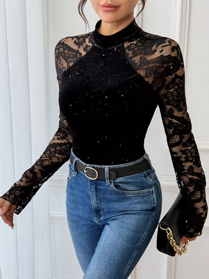 Lace Mock Neck Bodysuit