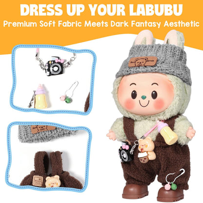 3 Piece Doll Clothes Set for 17cm Dolls - Handmade Crochet Outfit with Hat