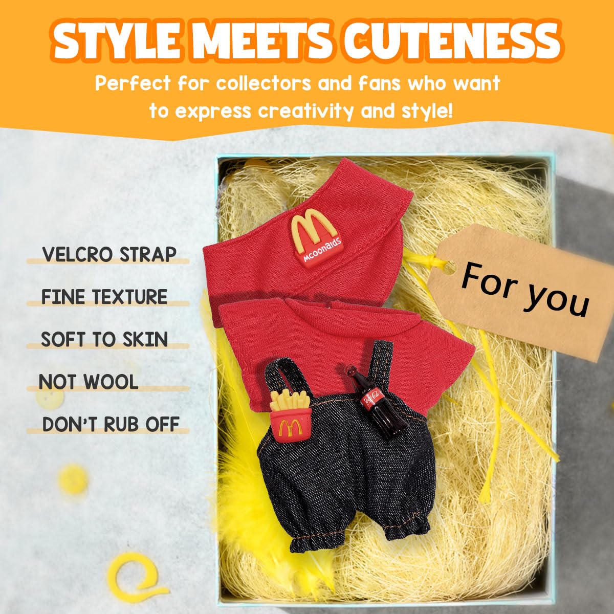 3 Piece Doll Clothes Set for 17cm Dolls - Handmade Crochet Outfit with Hat