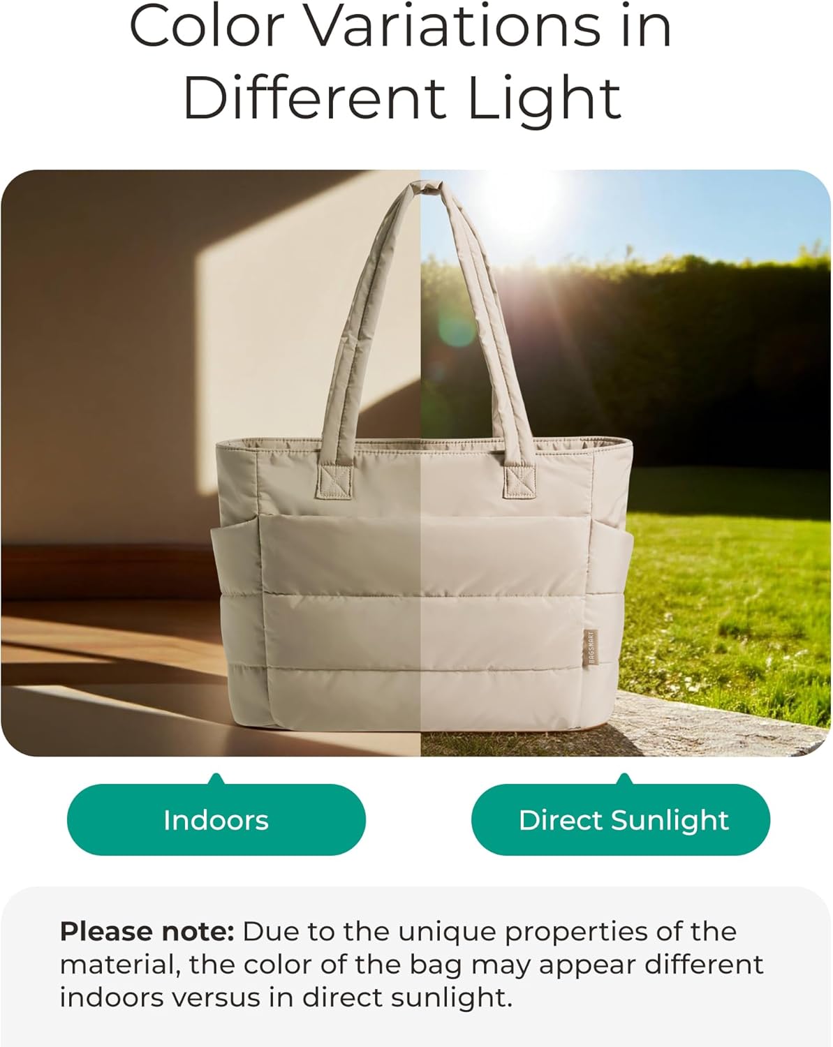 Women's Quilted Tote Bag Lightweight Puffy Shoulder Bag with Compartments