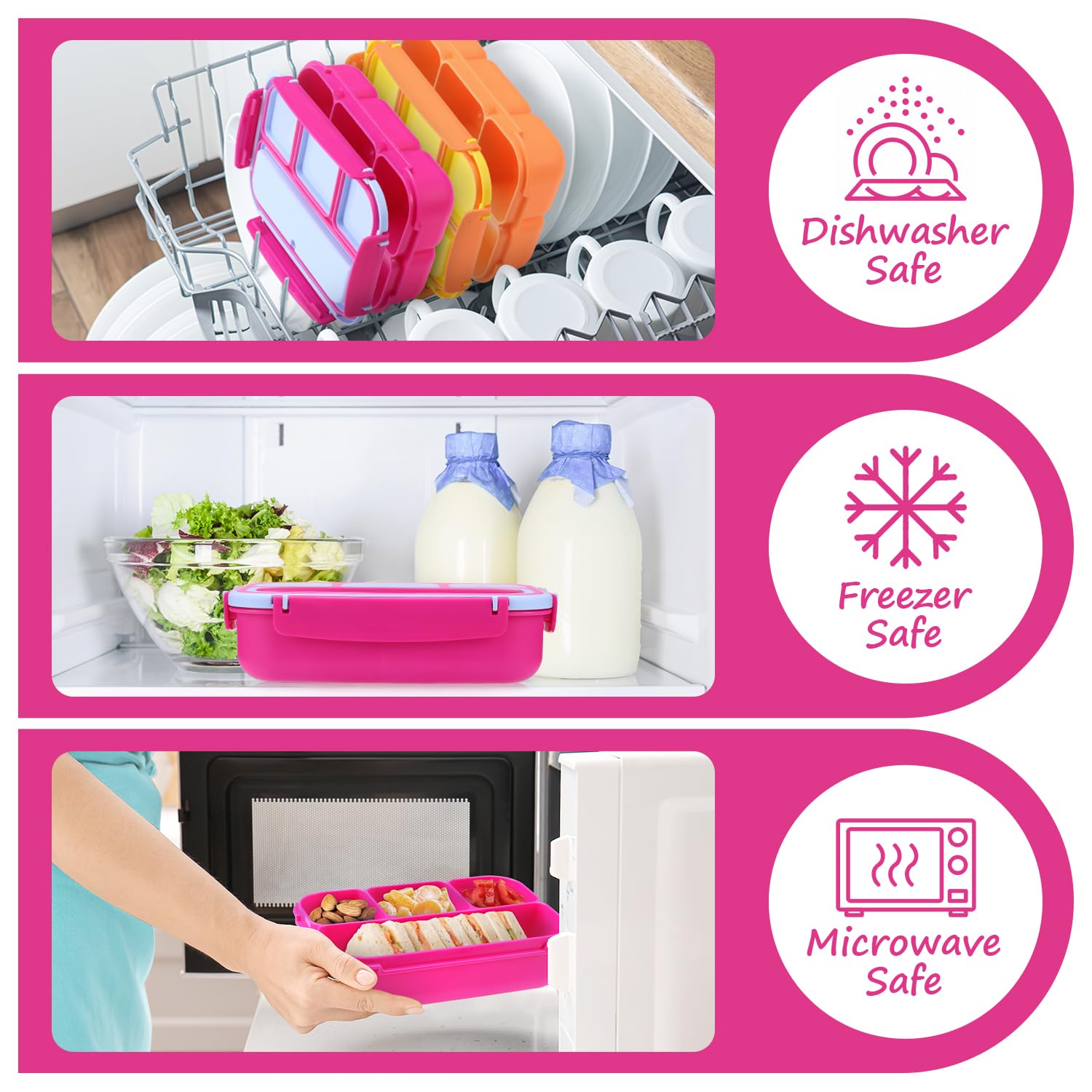 Bento Lunch Box for Kids - 4 Compartment Leak-Proof School Lunch Container with Utensils Purple