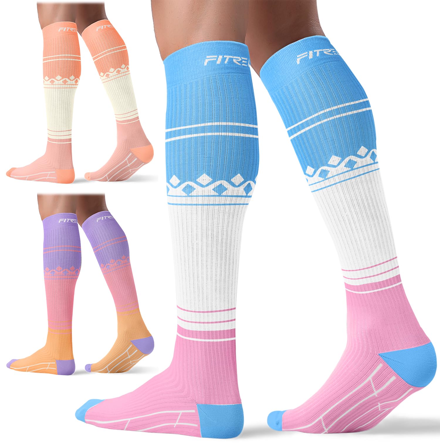 Compression Socks 20-30mmHg 3 Pairs Women Men Circulation Support