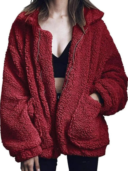 Full Size Cozy Fleece Zip Up Jacket Plus Size